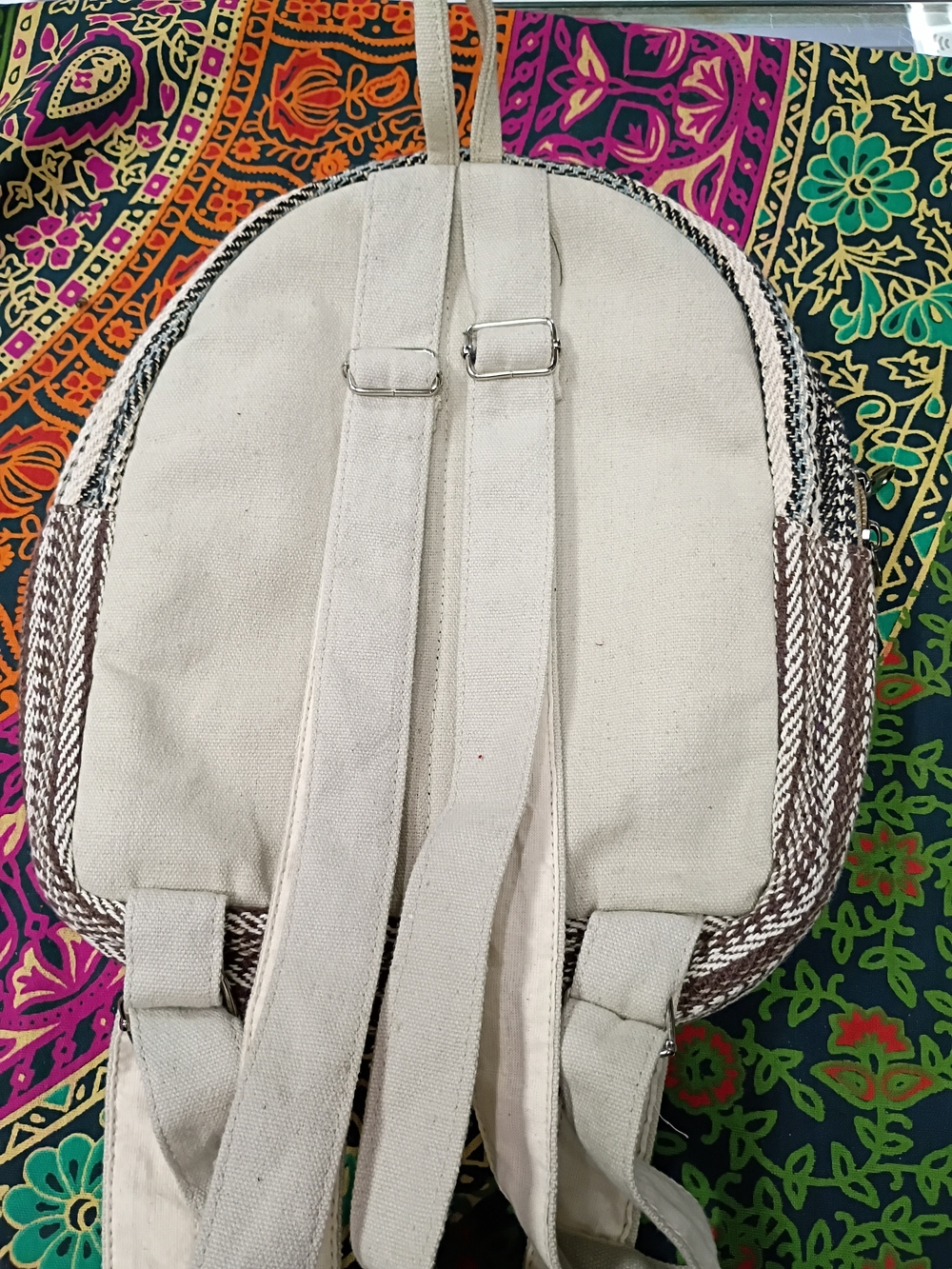 NWOT Himalayan Hemp Skull Patch Mini Backpack - Natural & Brown - Picture 2 of 7